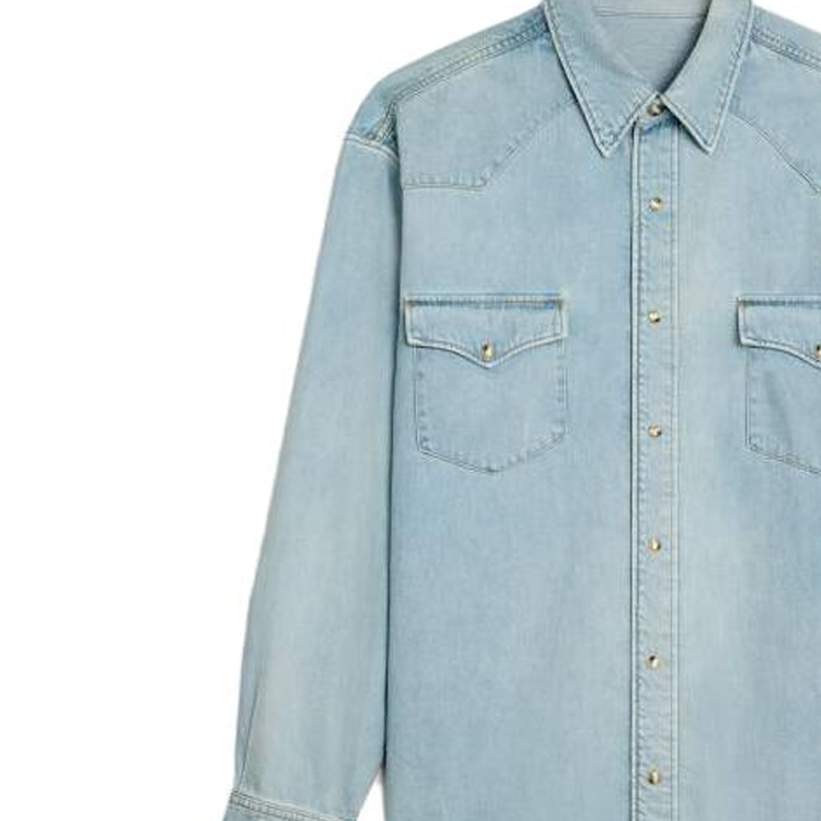 Details for CELINE  Light Blue Solid Color Long Sleeve Button-Up Shirt. 2T303361U08YK