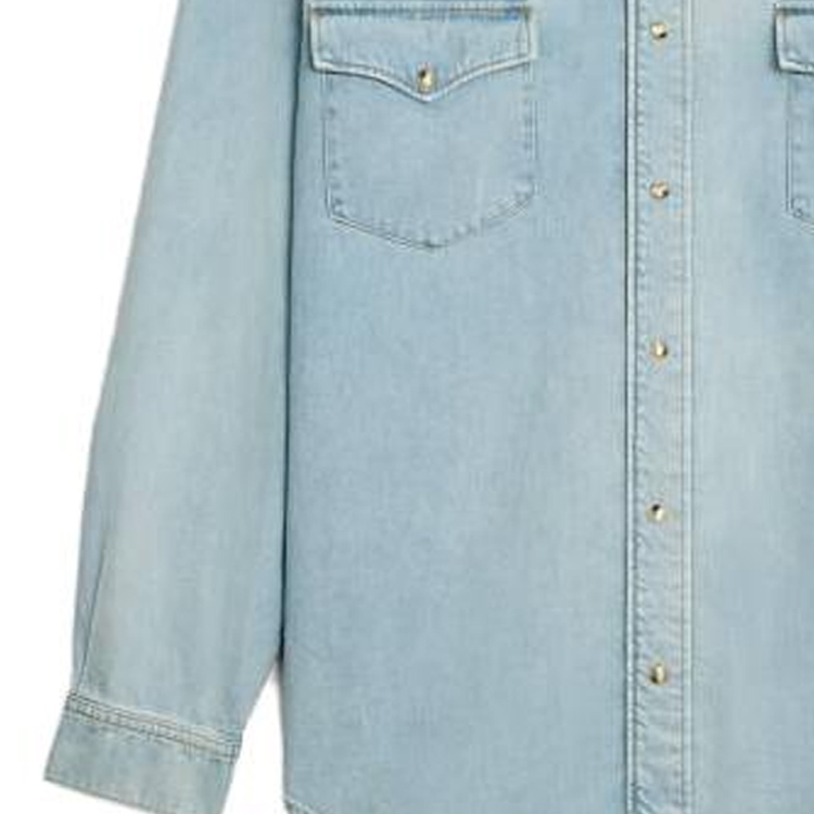 Sizing CELINE  Light Blue Solid Color Long Sleeve Button-Up Shirt. 2T303361U08YK