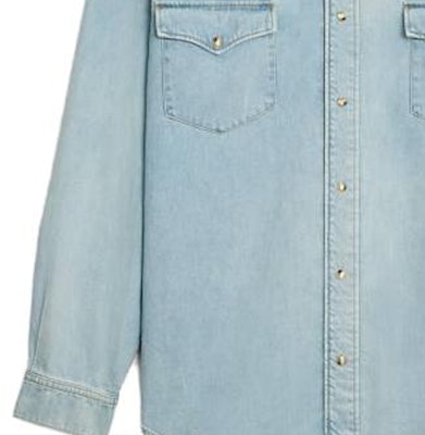 CELINE Light Blue Solid Color Long Sleeve Button-Up Shirt. 2T303361U08YK Sizing CELINE Light Blue Solid Color Long Sleeve Button-Up Shirt. 2T303361U08YK