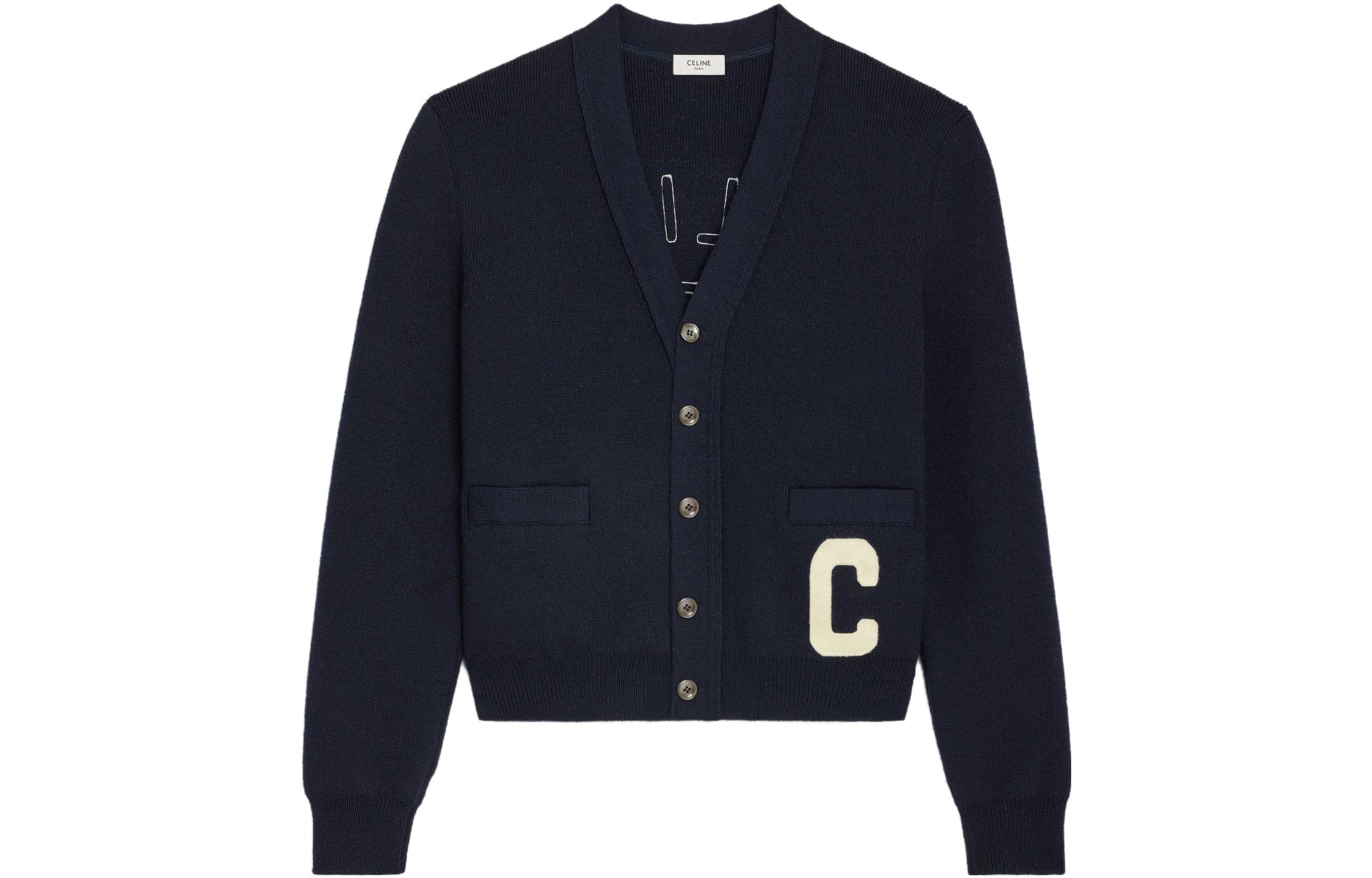 CELINE  Logo Pattern Knit Cardigan Long Sleeve Casual Sweater. 2AD9O830I-07MR