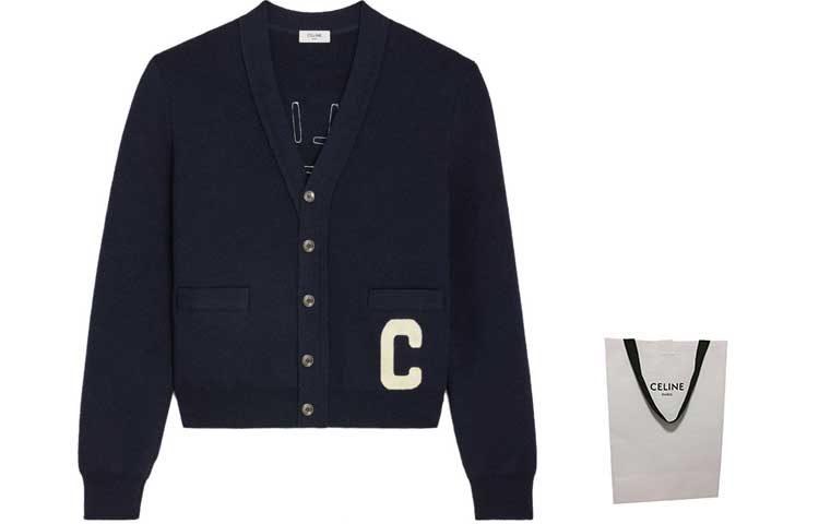 Shop CELINE  Logo Pattern Knit Cardigan Long Sleeve Casual Sweater. 2AD9O830I-07MR