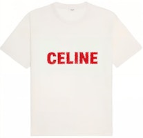 CELINE Logo Print Crew Neck Short Sleeve T-Shirt - White 2X15M671Q-01OR CELINE Logo Print Crew Neck Short Sleeve T-Shirt - White 2X15M671Q-01OR