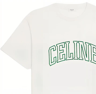 CELINE Logo Print Crewneck T-Shirt - Off White. 2X60L671Q-01UZ Details for CELINE Logo Print Crewneck T-Shirt - Off White. 2X60L671Q-01UZ