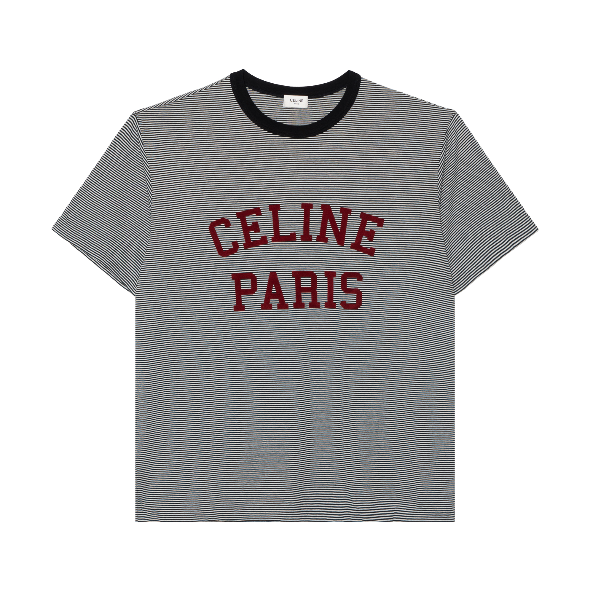 CELINE  Logo Stripe Crewneck T-Shirt Grey 2X45M878Y-01AE