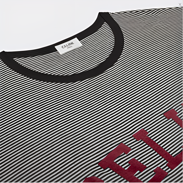 CELINE  Logo Stripe Crewneck T-Shirt Grey 2X45M878Y-01AE 圖 5