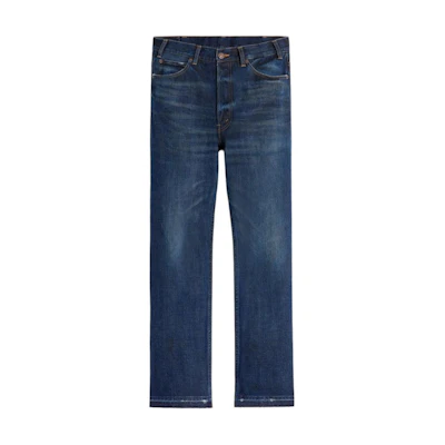 CELINE Low Waist Button Loose Jeans in Solid Indigo. 2N785787D-07ID