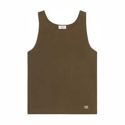 CELINE Olive Green Sleeveless Pullover Tank Top. 2X365322T-02KF