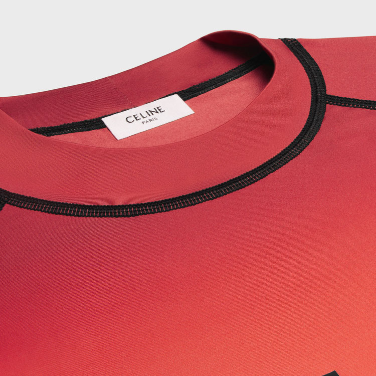 Shop CELINE 漸層標誌印花圓領T恤 橙色 2X52M729Y-14MA