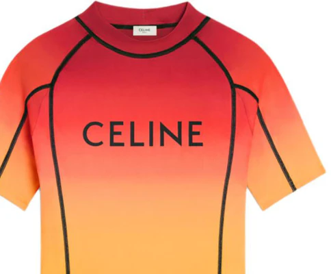 CELINE 漸層標誌印花圓領T恤 橙色 2X52M729Y-14MA Details for CELINE 漸層標誌印花圓領T恤 橙色 2X52M729Y-14MA