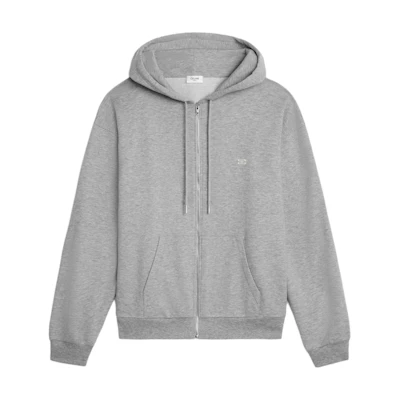 CELINE Oversized Embroidered Logo Hoodie in Heather Grey. 2Y36D450I-09MB