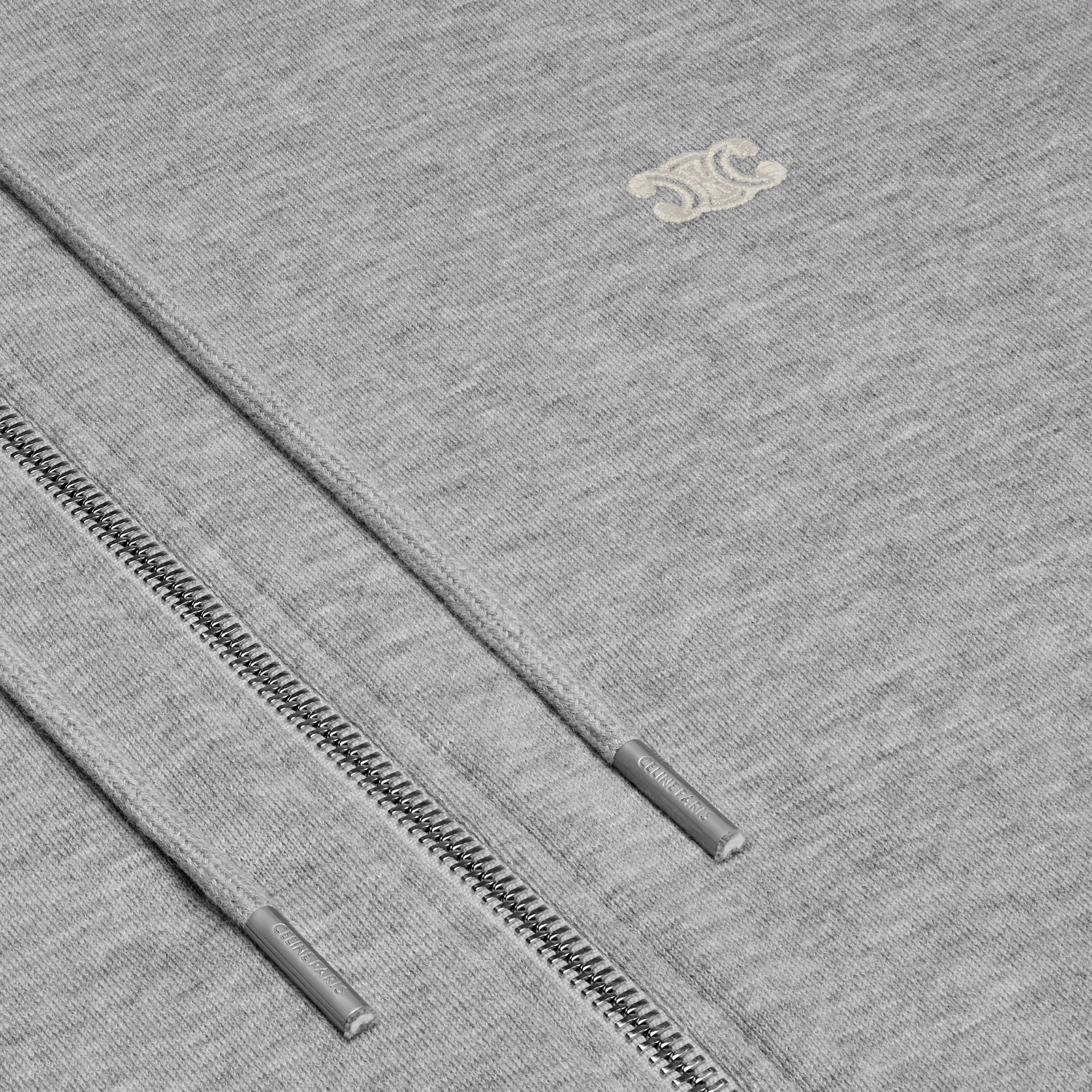 CELINE  Oversized Embroidered Logo Hoodie in Heather Grey. 2Y36D450I-09MB 圖 4