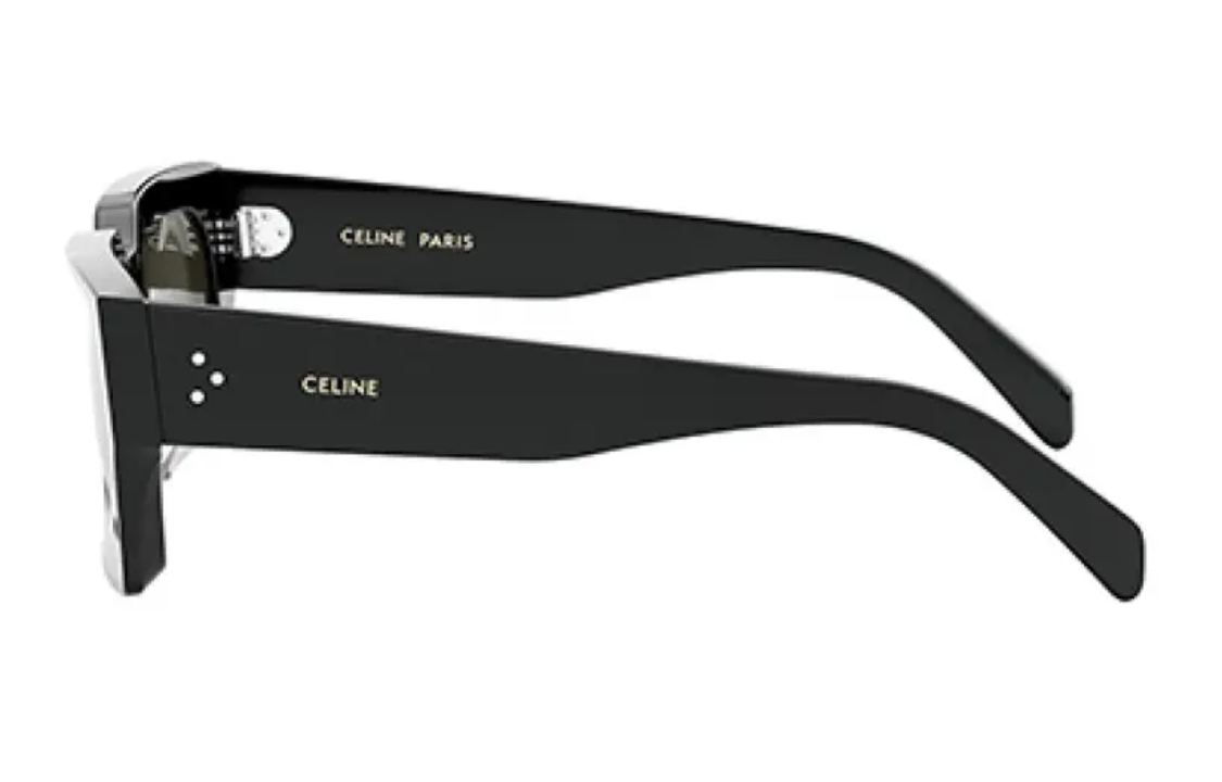 Shop CELINE 矩形黑色太阳镜，镜腿带标志。 CL40280U01a