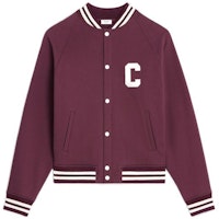 CELINE Red Baseball Jacket with Striped Hem and Logo Print. 2Y815345F-15DM CELINE Red Baseball Jacket with Striped Hem and Logo Print. 2Y815345F-15DM