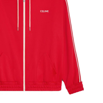 CELINE Red Striped Jacket with Embroidered Logo 2Y58B121O-27OW Sizing CELINE Red Striped Jacket with Embroidered Logo 2Y58B121O-27OW