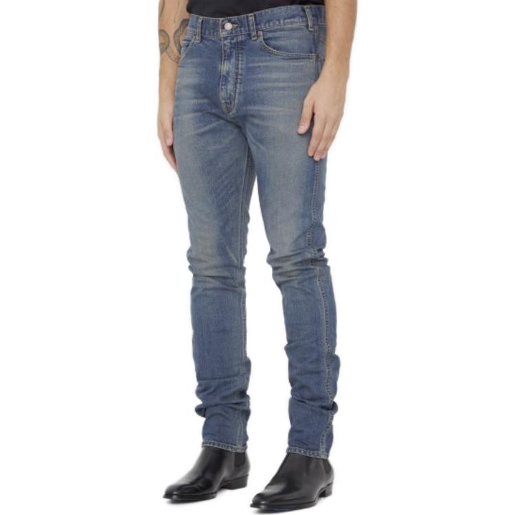 CELINE  Slim Fit Solid Color Zipper Jeans - Blue 2N354581W-08TI 圖 3