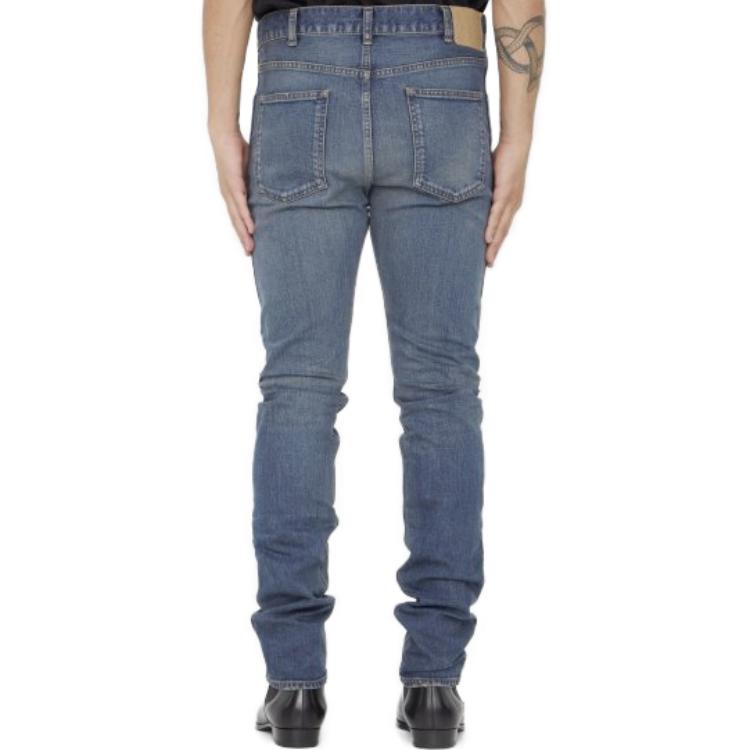 CELINE  Slim Fit Solid Color Zipper Jeans - Blue 2N354581W-08TI 圖 4