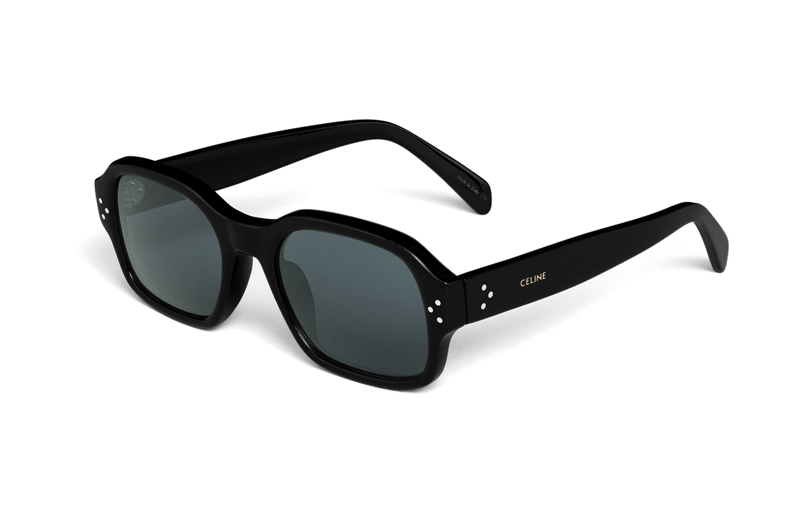 CELINE  Square Acetate Sunglasses with Logo Temples in Black. 4S266CPLB38NO