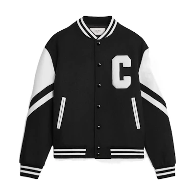 CELINE Striped Round-Neck Button-Up Long-Sleeve Jacket Black 2V58N896C-38NO