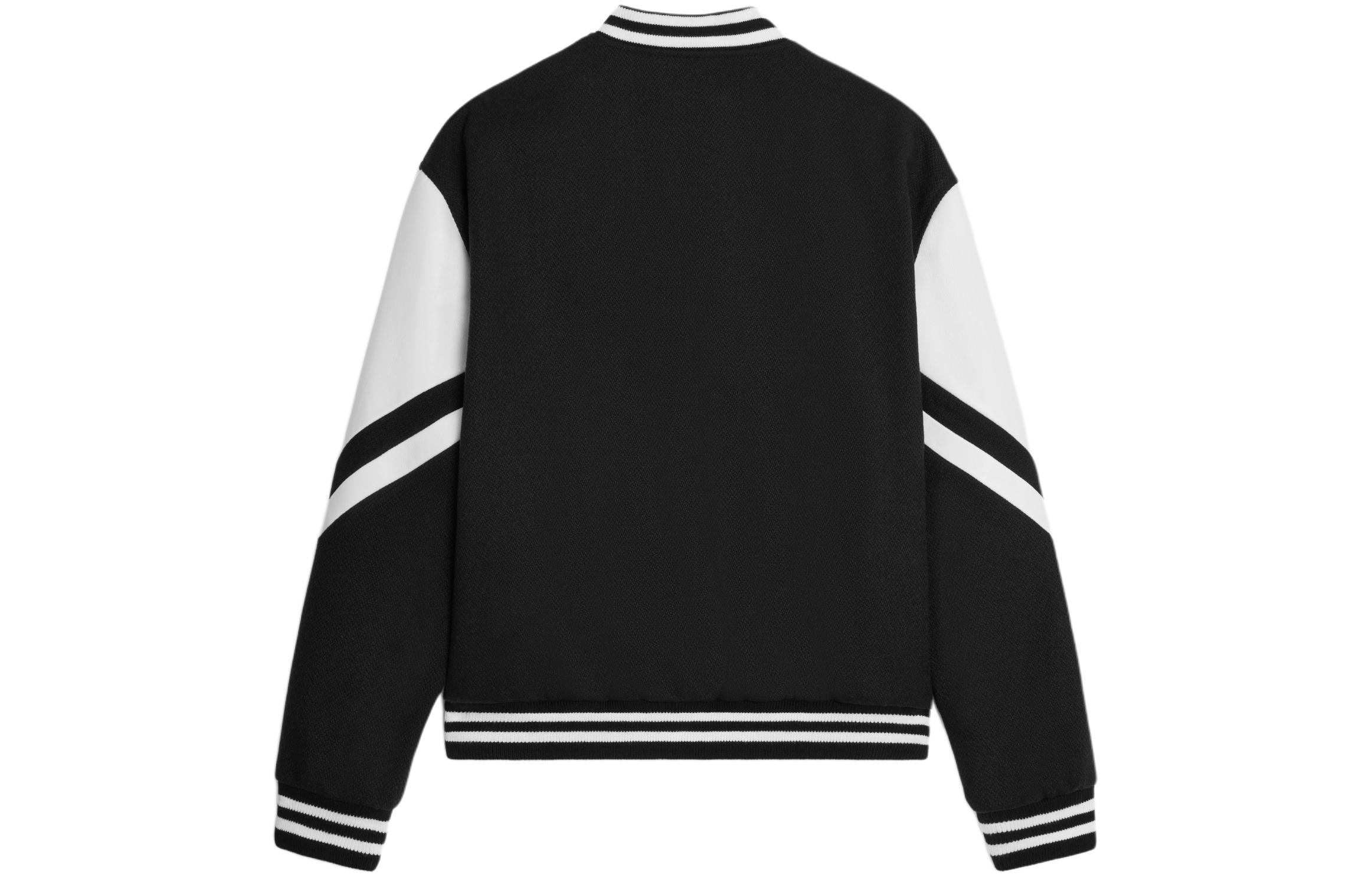 Lookbook 思琳 条纹圆领纽扣长袖夹克 黑色 2V58N896C-38NO