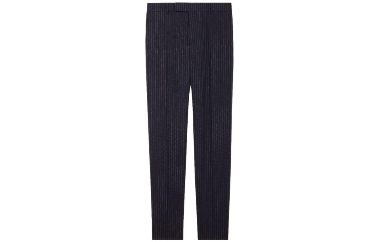 Order CELINE  Striped Straight-Leg Pants in Navy Pinstripe. 2P085158M-07CN
