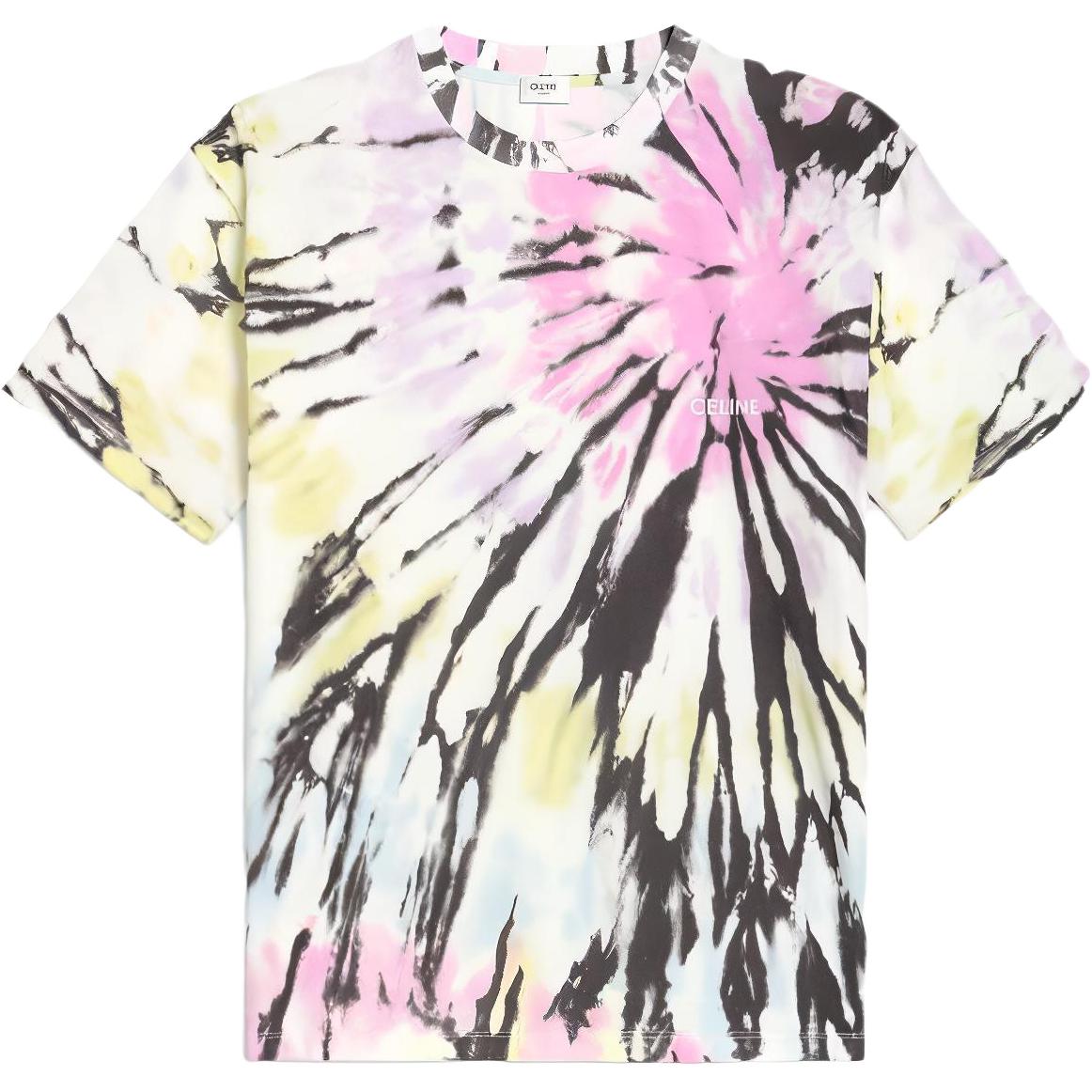 CELINE  Tie-Dye Crewneck Short Sleeve T-Shirt Multicolor. 2X59G649V-14PX