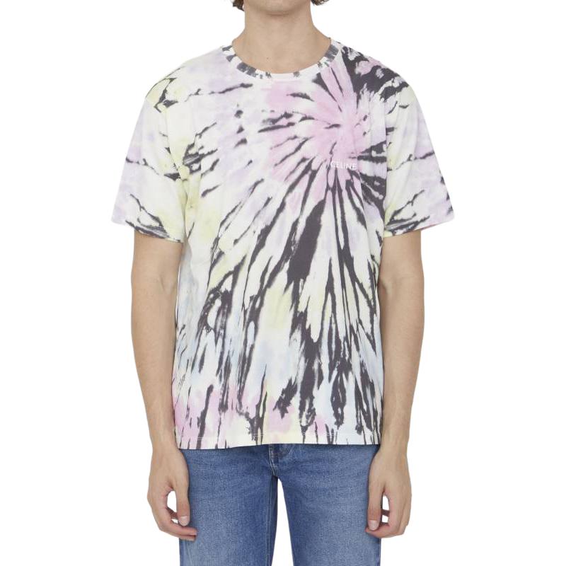 Shop CELINE Kaos Pendek Tie-Dye Crewneck Multicolor. 2X59G649V-14PX