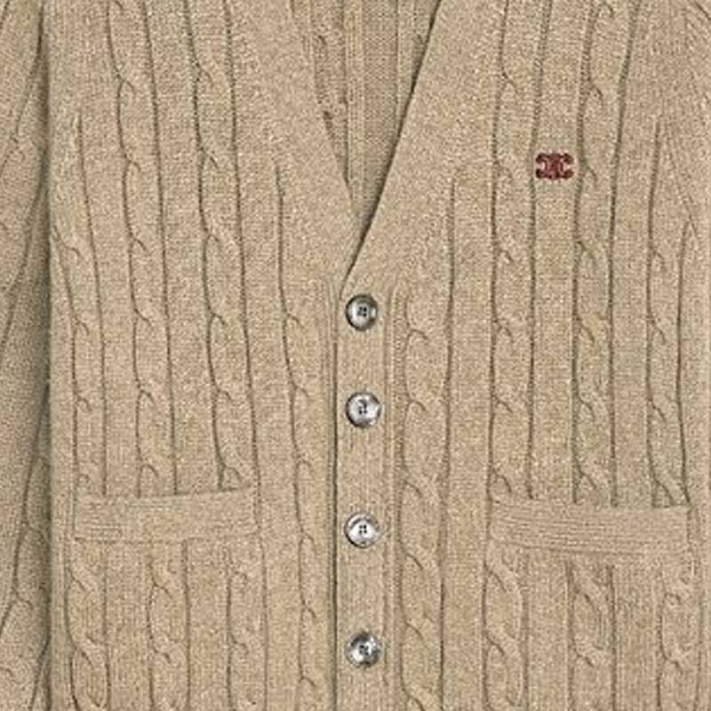 Shop 셀린느 브이넥 버튼업 니트 가디건 라이트 그레이 브라운 2AD5G362W-18LT