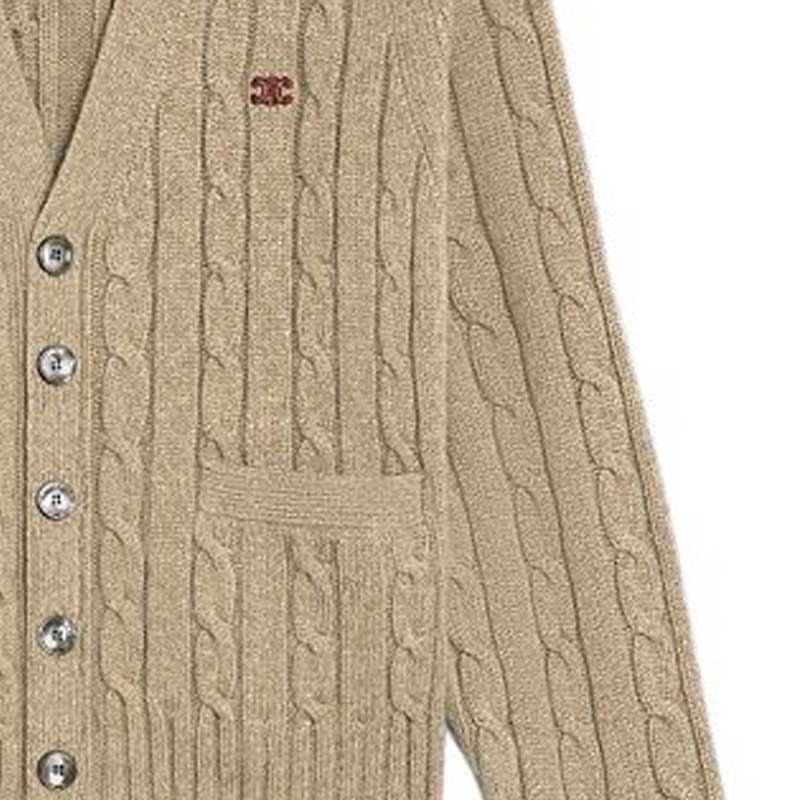 Sizing 셀린느 브이넥 버튼업 니트 가디건 라이트 그레이 브라운 2AD5G362W-18LT