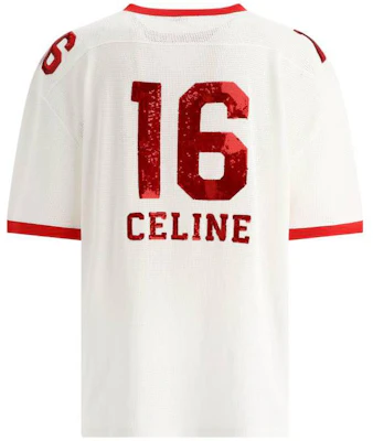 CELINE White Crewneck Short Sleeve T-Shirt with Numeric Design. 2X18D818I-27OI Lookbook CELINE White Crewneck Short Sleeve T-Shirt with Numeric Design. 2X18D818I-27OI
