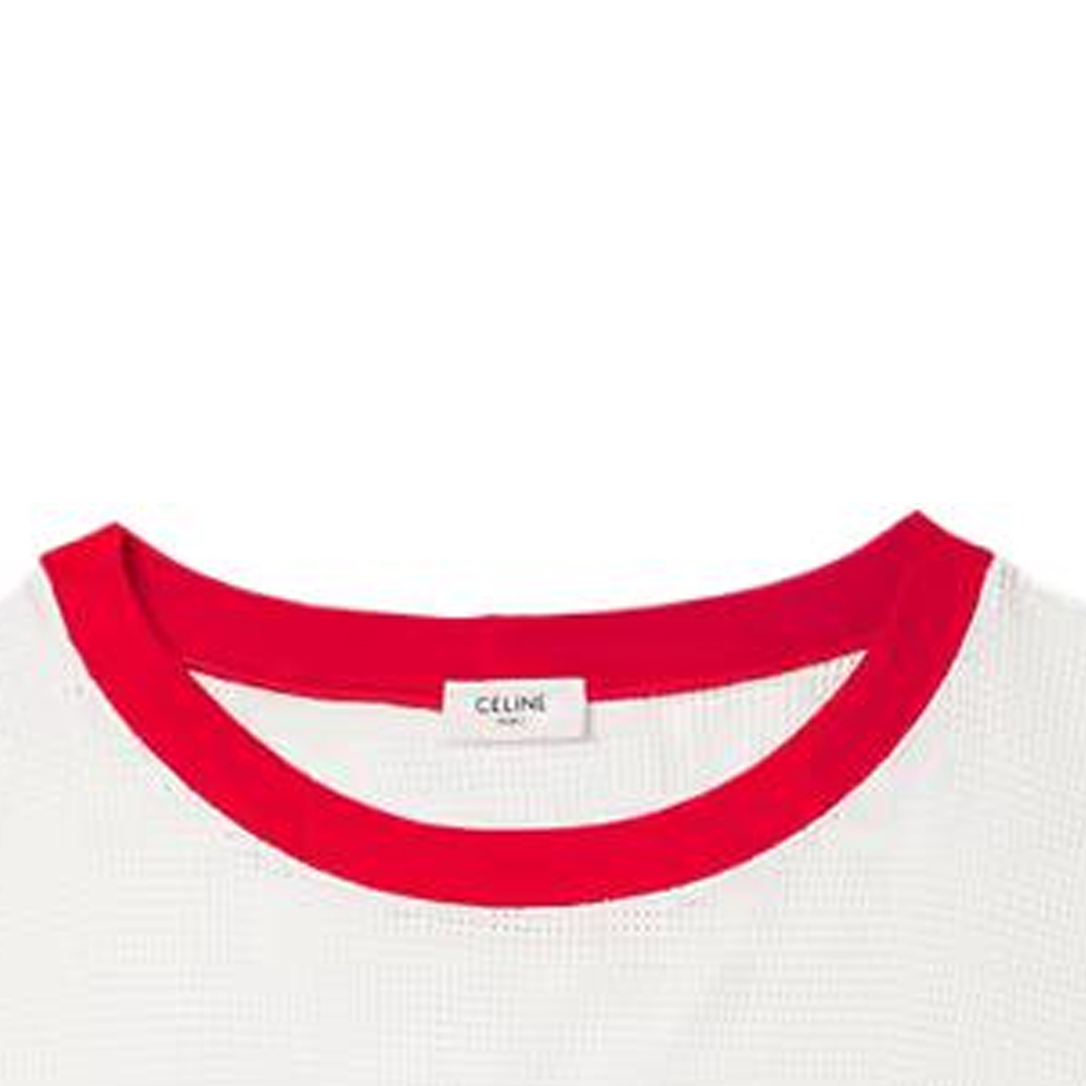 Details for CELINE  White Crewneck Short Sleeve T-Shirt with Numeric Design. 2X18D818I-27OI