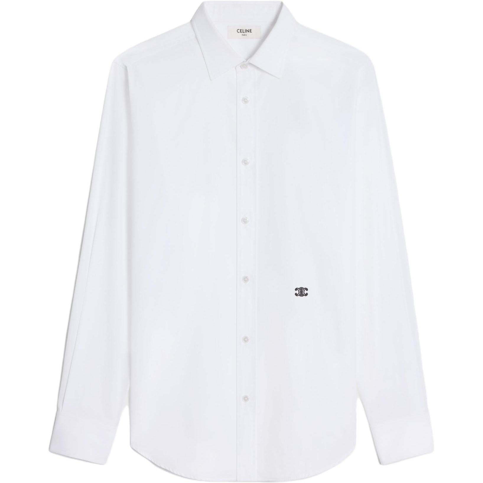 CELINE  White Relaxed Fit Long Sleeve Button-Up Shirt 2C86A091F-01BC