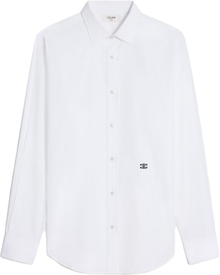CELINE Kemeja Lengan Panjang Putih Gaya Santai dengan Butang 2C86A091F-01BC Buy CELINE Kemeja Lengan Panjang Putih Gaya Santai dengan Butang 2C86A091F-01BC