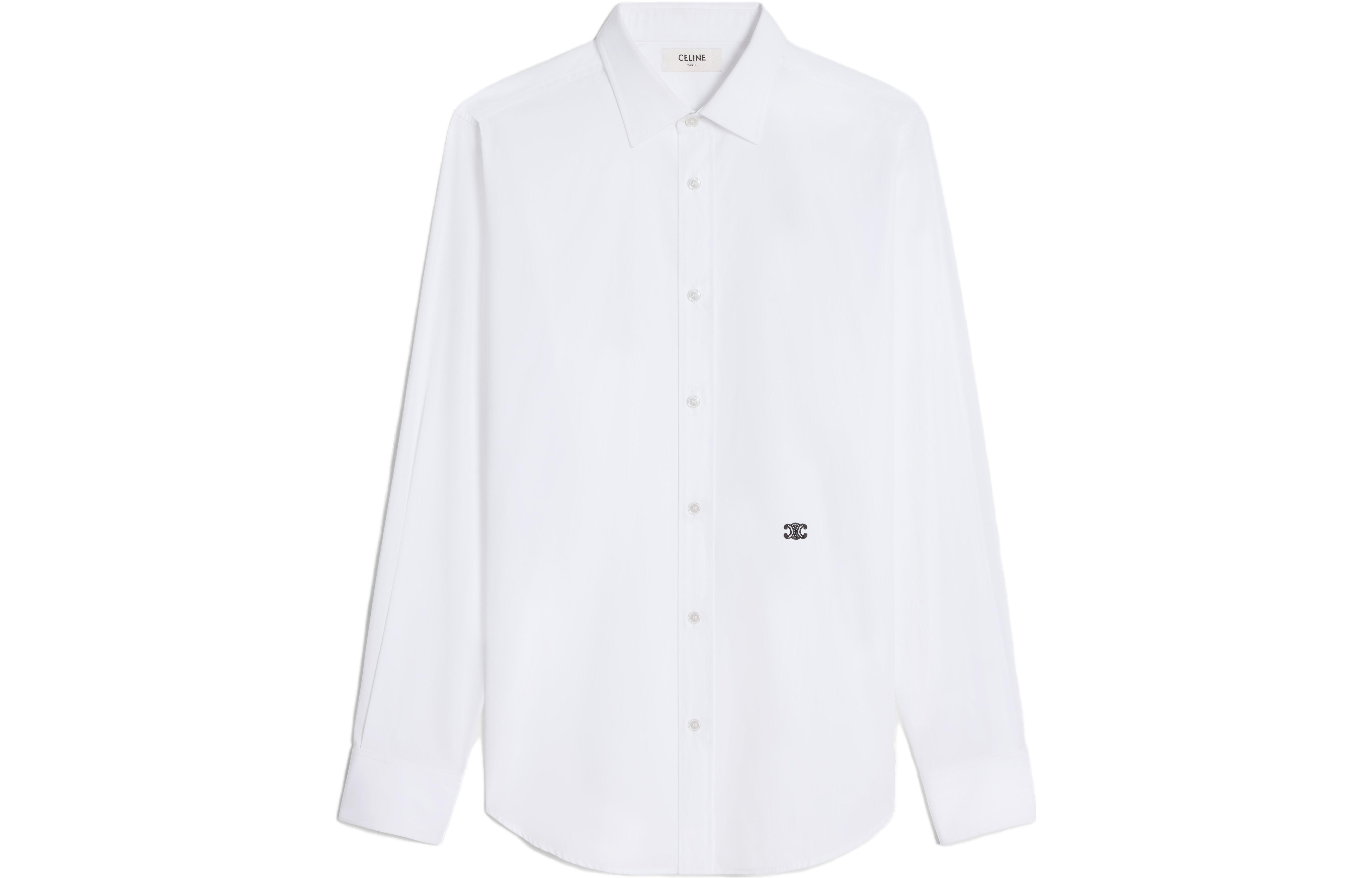 Order CELINE Kemeja Lengan Panjang Putih Gaya Santai dengan Butang 2C86A091F-01BC