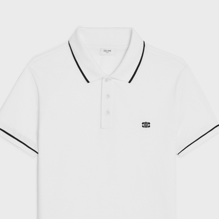 Sizing CELINE Polo Blanco de Manga Corta con Logo Impreso. 2X75H626U-01OB