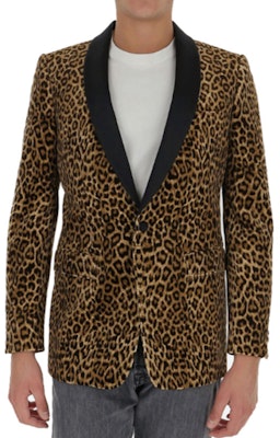 赛琳 黄色豹纹单扣西装外套. 2V094767K-18FV Shop 赛琳 黄色豹纹单扣西装外套. 2V094767K-18FV