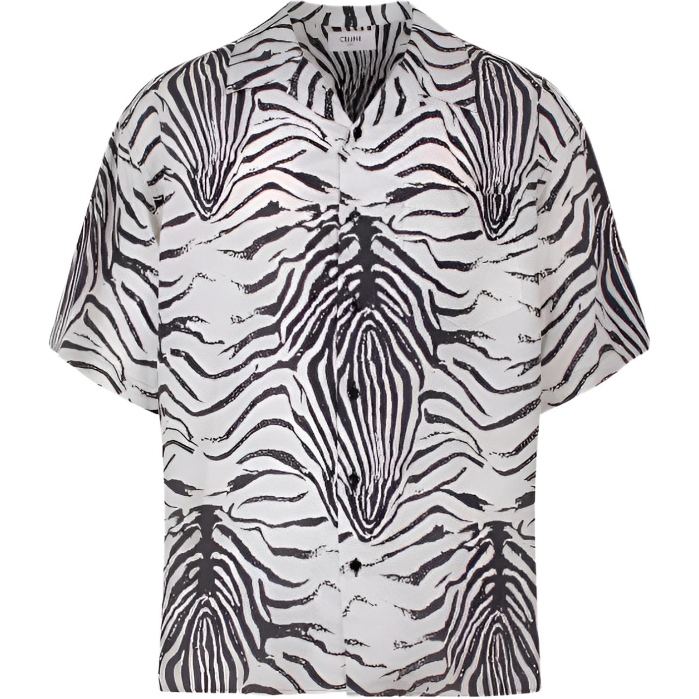 CELINE  Zebra Print Short Sleeve Shirt White 2C517346Q-05IN