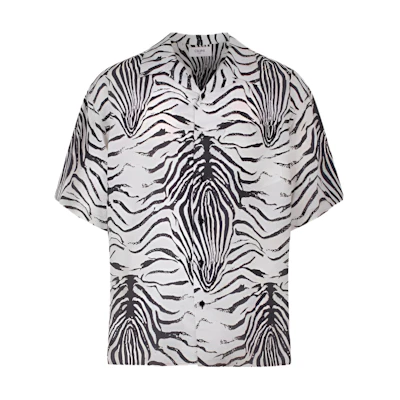 CELINE Zebra Print Short Sleeve Shirt White 2C517346Q-05IN