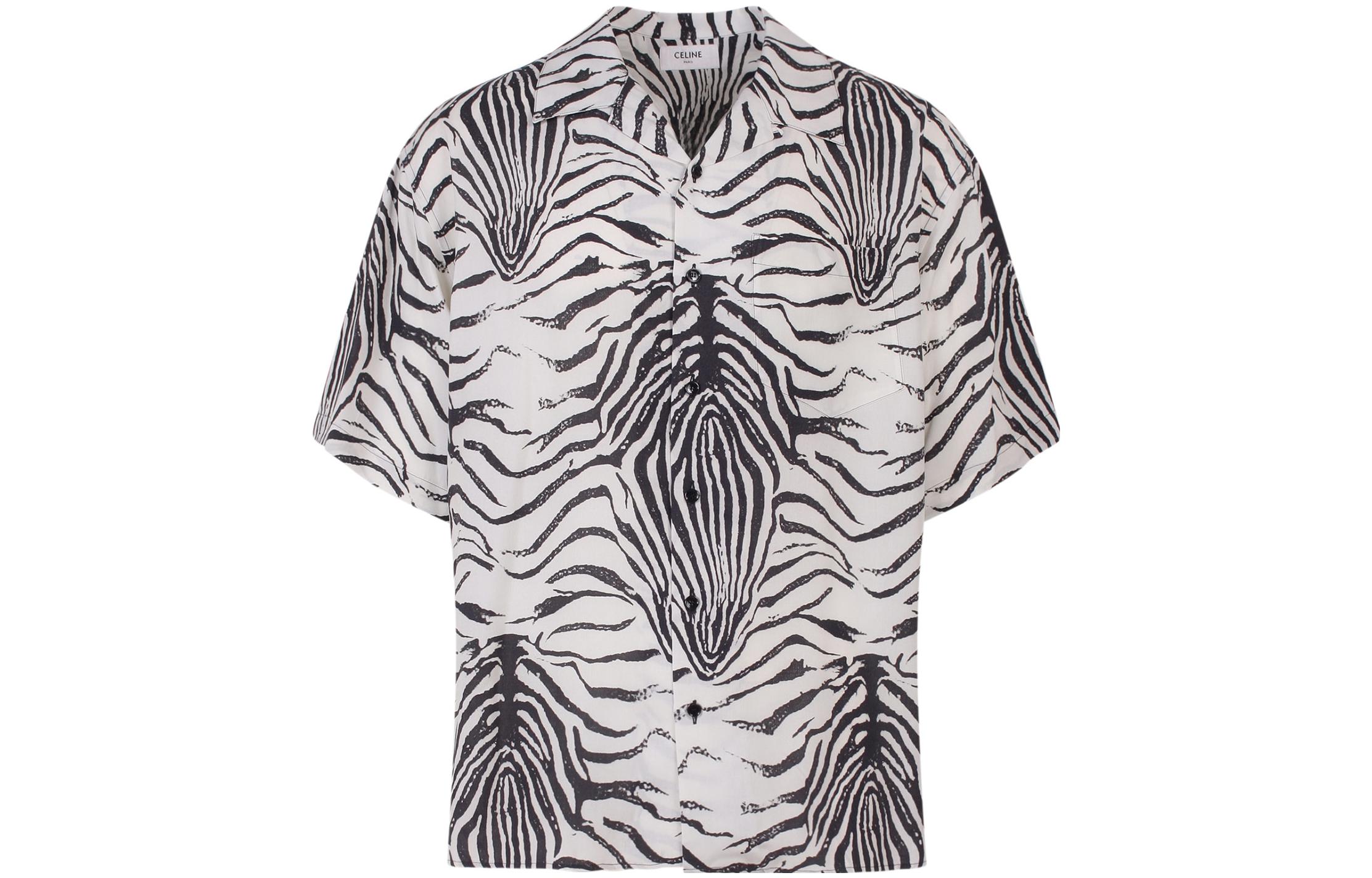 Order CELINE Kemeja Lengan Pendek Corak Zebra Putih 2C517346Q-05IN