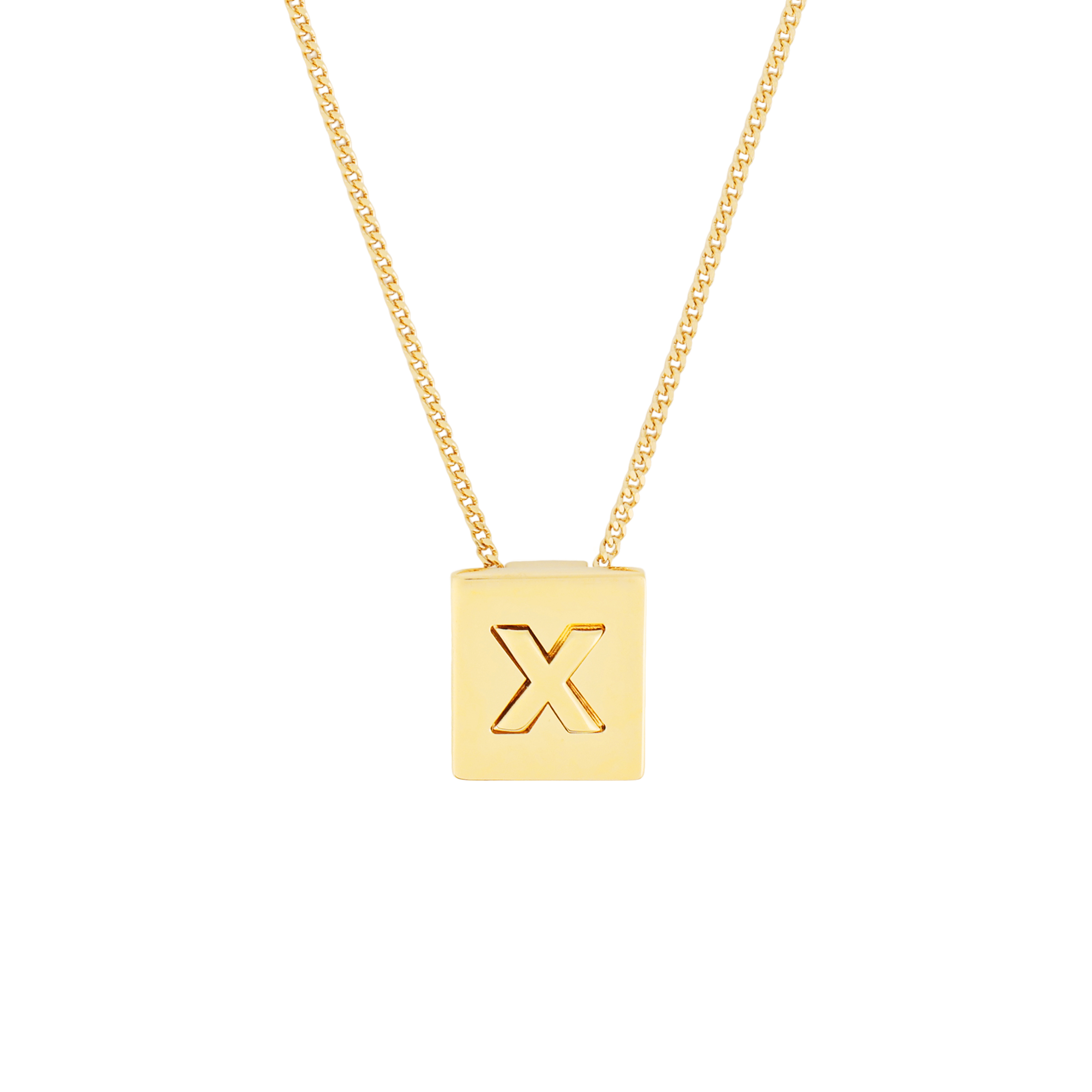 CELINE Alphabet Gold-Finish Letter X Brass Necklace Unisex Couple Design. 46N0X6BRA-35OR