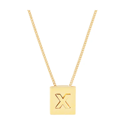 CELINE Alphabet Gold-Finish Letter X Brass Necklace Unisex Couple Design. 46N0X6BRA-35OR