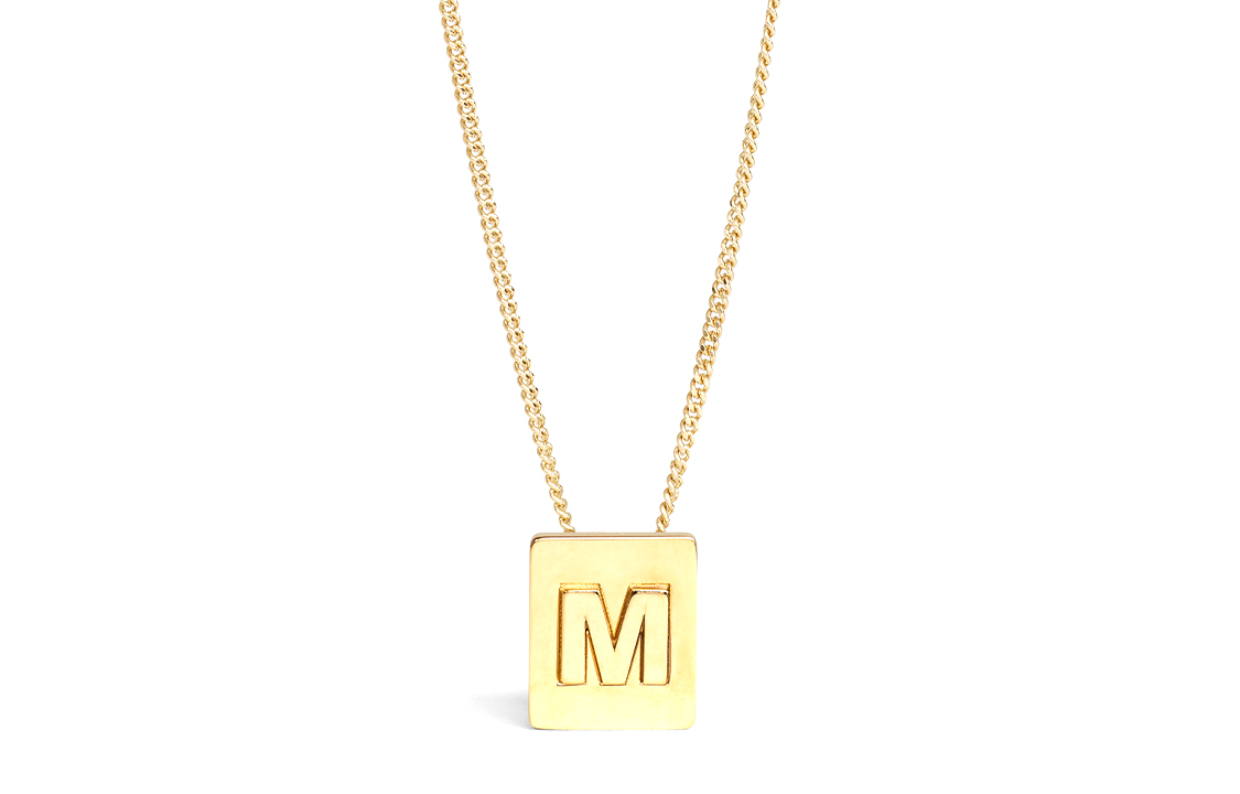 CELINE Alphabet M Brass Necklace Unisex Couple Gold. 46N0M6BRA-35OR