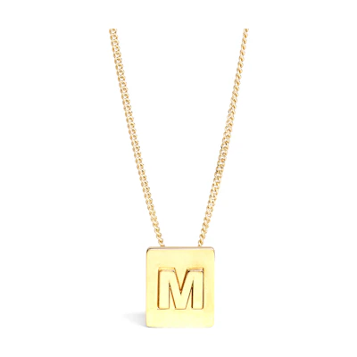 CELINE Alphabet M Brass Necklace Unisex Couple Gold. 46N0M6BRA-35OR