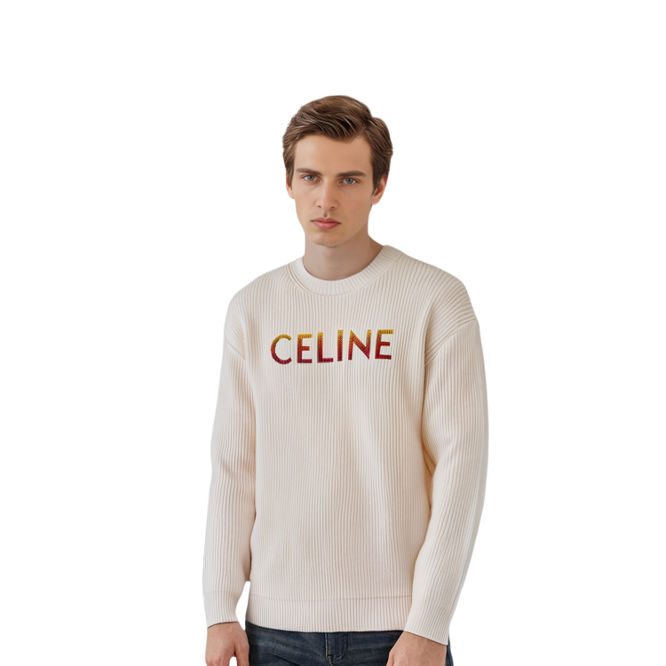 Shop 셀린 알파벳 풀오버 스웨트셔츠 남성 오프화이트. 2A09X666Q-01OW
