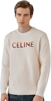 Shop CELINE 字母印花男士運動衫 米白色 2A09X666Q-01OW