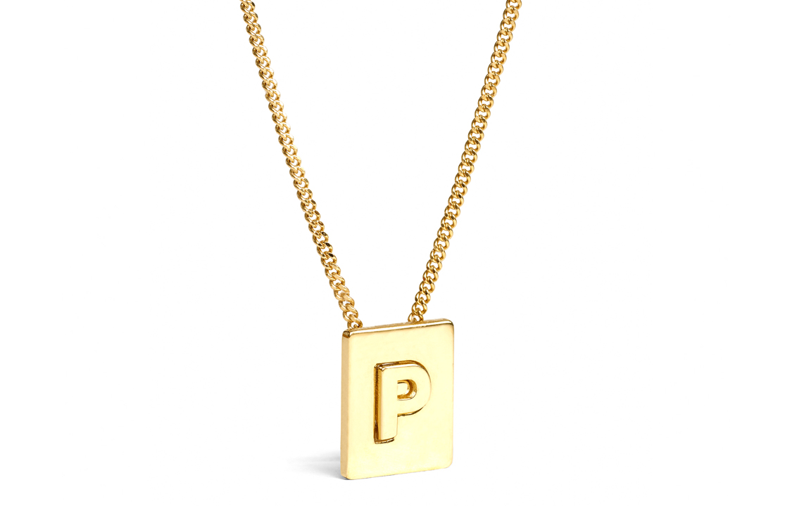CELINE Alphabet Series Brass Letter 'P' Necklace Unisex. 46N0P6BRA-35OR