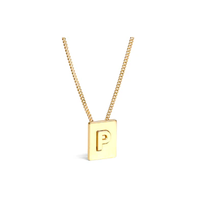 CELINE Alphabet Series Brass Letter 'P' Necklace Unisex. 46N0P6BRA-35OR