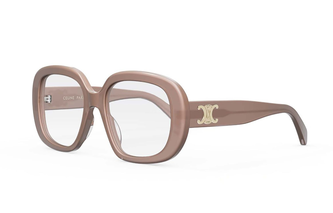 CELINE Beige Square Optical Glasses Unisex with Logo Temples CL50106I045