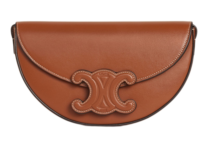 Celine Besace Shoulder Bag Triomphe Embroidery Tan