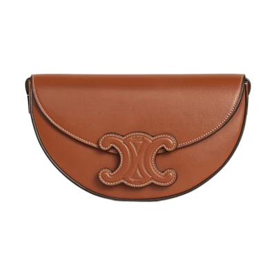 Celine Besace Shoulder Bag Triomphe Embroidery Tan