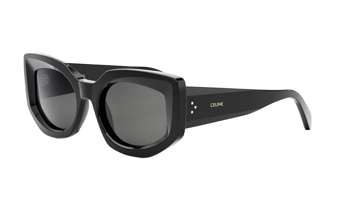 CELINE Black Acetate Irregular Sunglasses Unisex with Logo Temples. CL40277I01a